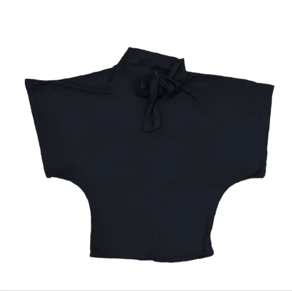 Ashley Stewart Jersey Blouse Top Oversized Kimono Sleeve Black Versatile Wear 1X - Picture 3 of 9